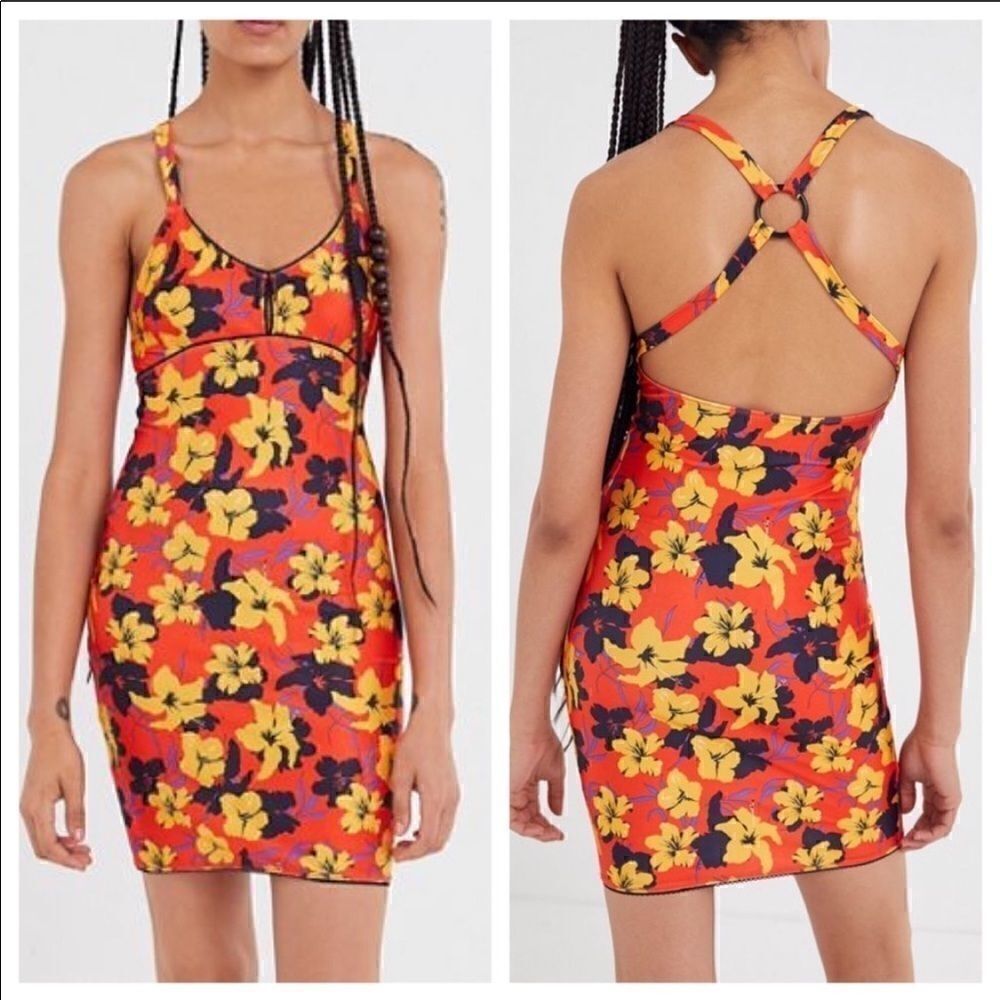Urban Outfitters Hibiscus Print Bodycon Mini Dress Size M
